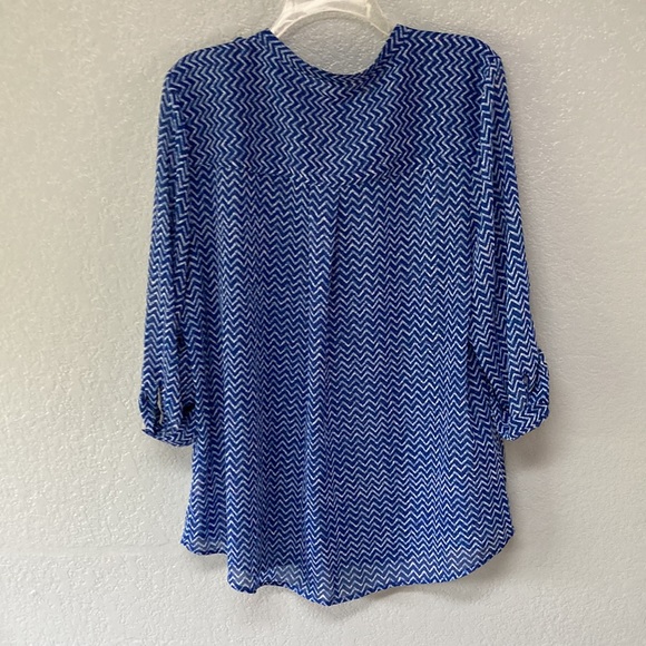 Maurice’s | 3/4 Sleeve | Chevron | V Neck Blouse | Bright Blue |  XL - Picture 2 of 8